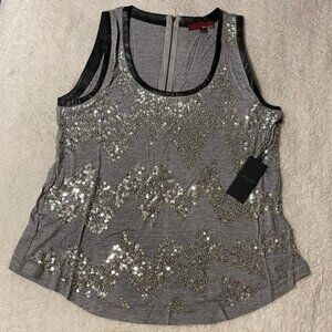 NWT Line & Dot Gray Wool Blend Sequin Tank Top